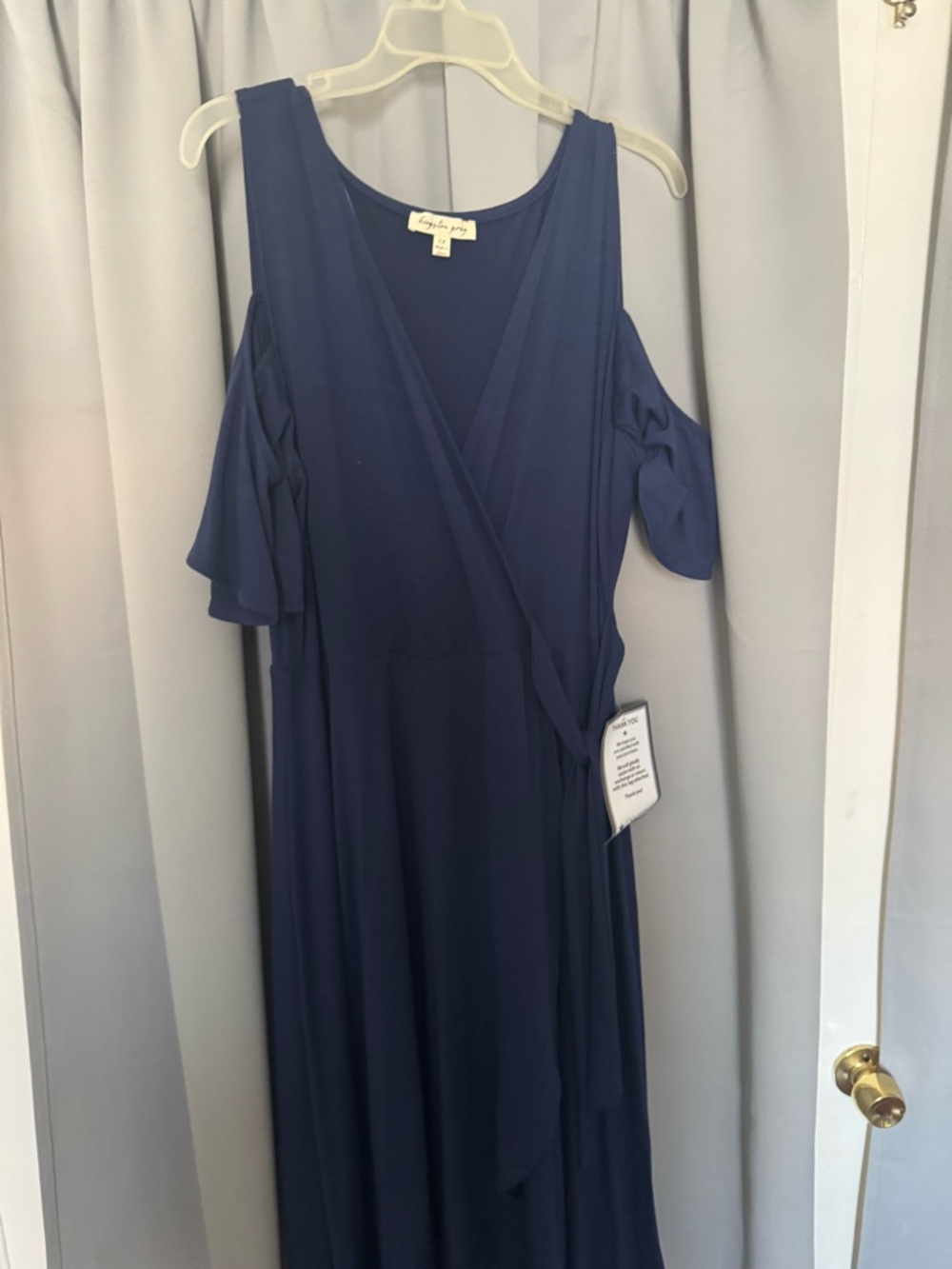 Kingston Navy Cold-Shoulder Wrap Maxi Dress